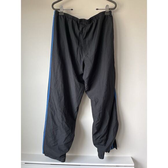 Vintage Adidas Windbreaker Pants Mens L Black Blue Stripes Zip-Ankle Track Y2K‌ - Picture 2 of 11